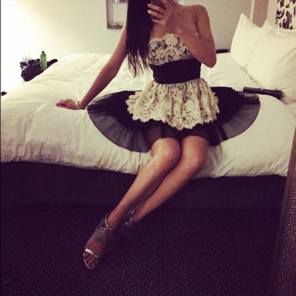 Betsey Johnson dress black white/cream lace dress